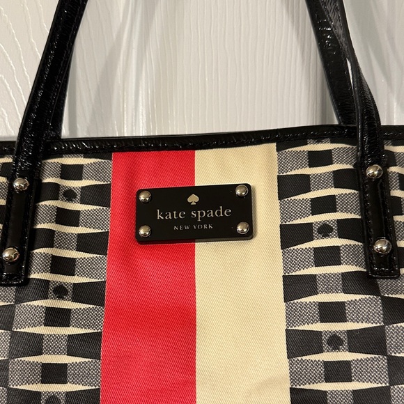 Kate Spade Black and Cream Tote with Red Stripe - Picture 3 of 15